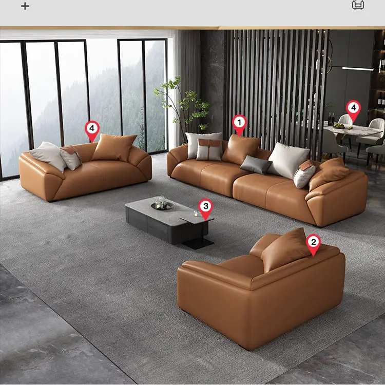 Unique Modular Comfortable Living Room Leather Sofa Furniture Customized Couch — image 4