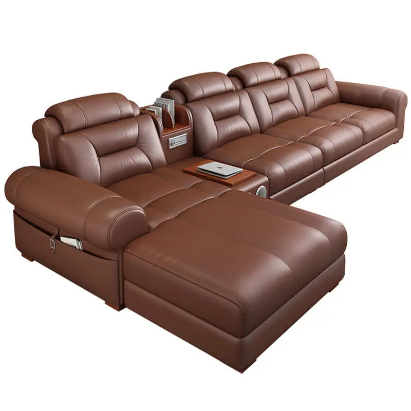 Modern Functional L Shape Leather Couches for Living Room Furniture Sofa Set — view 1