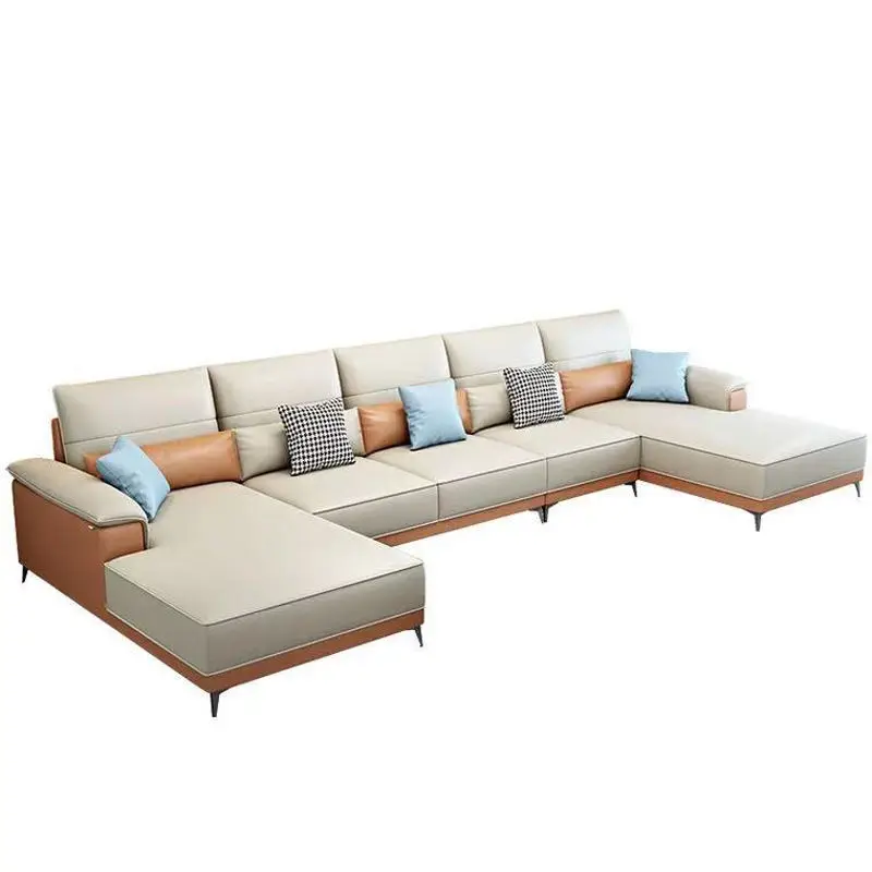 Modern Living Room Furniture L Shape Sectional Leather Sofas — view 1