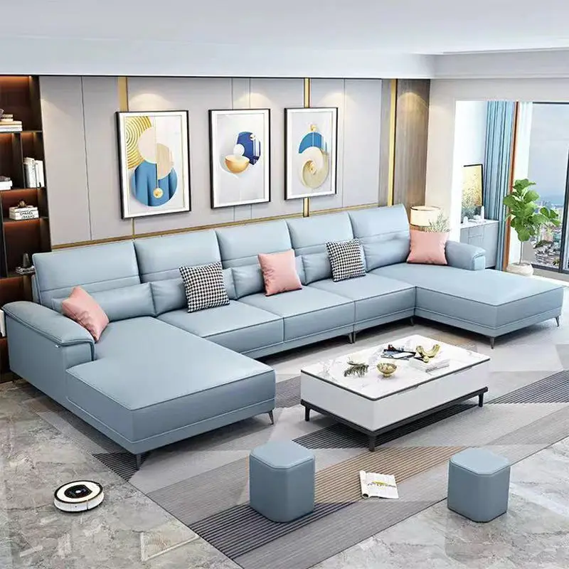 Modern Living Room Furniture L Shape Sectional Leather Sofas — image 2