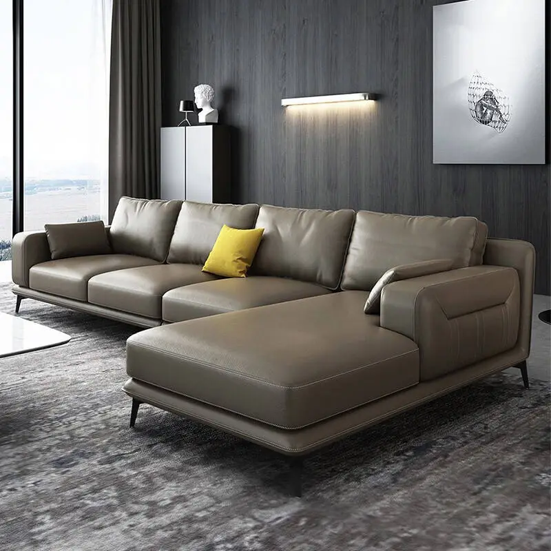 Nordic Cheap Sectional Sofa Set L Shape Leather Large Living Room Furniture Sofa Luxury Couch — view 4