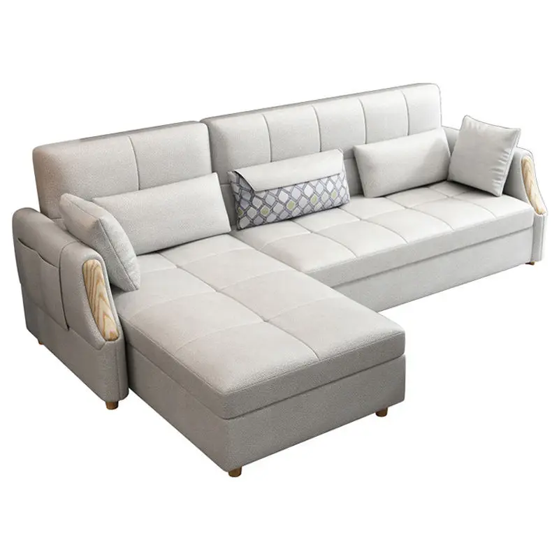 Luxury L Shape Cheap Sleeper Fabric 2 3 Seater Folding Couch Sofa Bed — image 4
