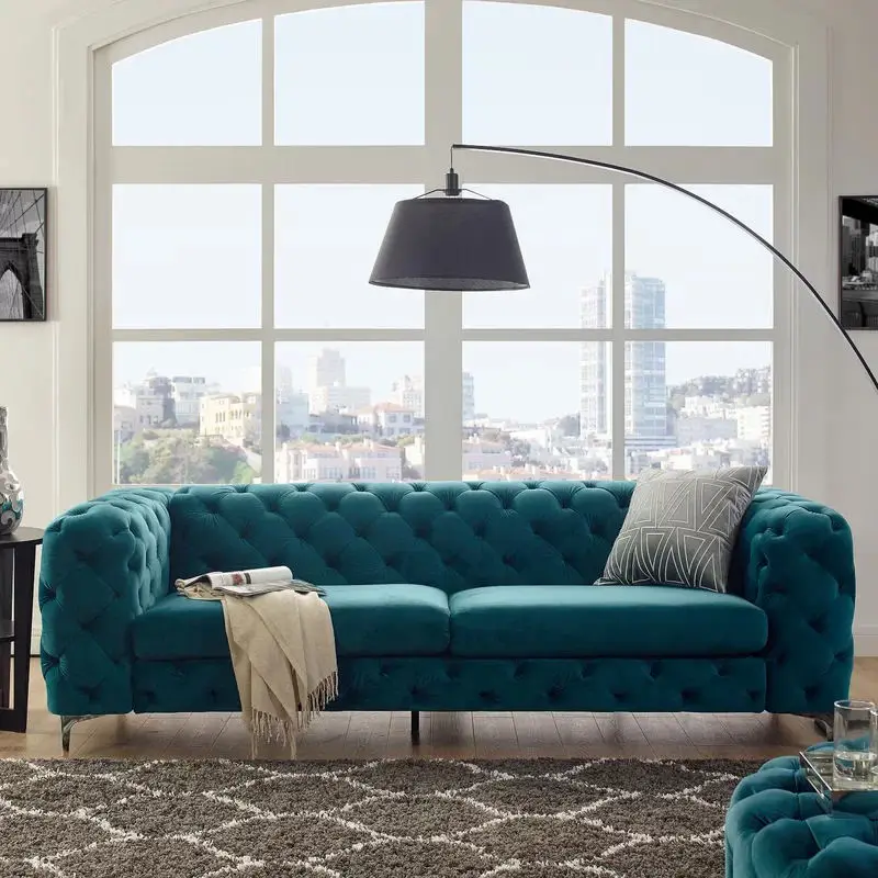 Canape Luxury Round Sofa Lounge Sectional Modern Lounge Cheap Low Price Tufted Fabric Sofa Sets — image 2