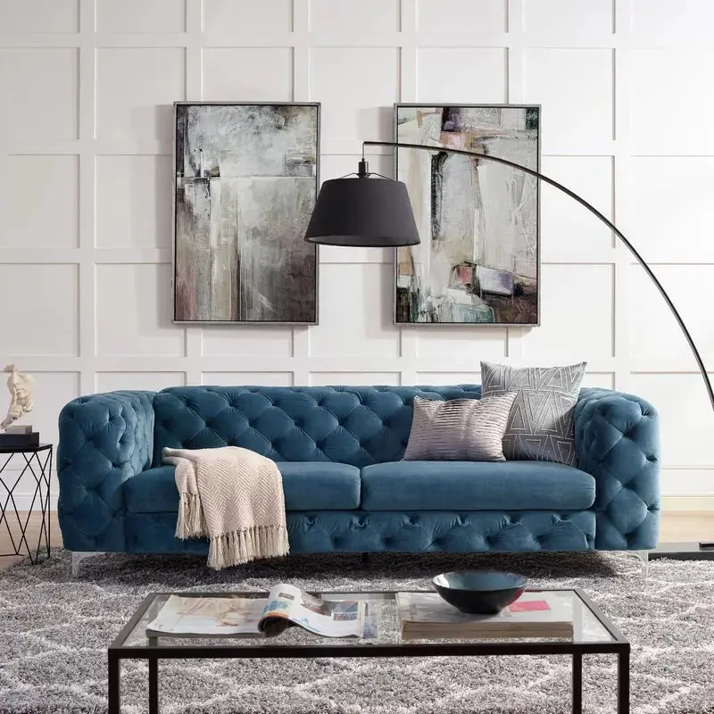 Canape Luxury Round Sofa Lounge Sectional Modern Lounge Cheap Low Price Tufted Fabric Sofa Sets — image 4