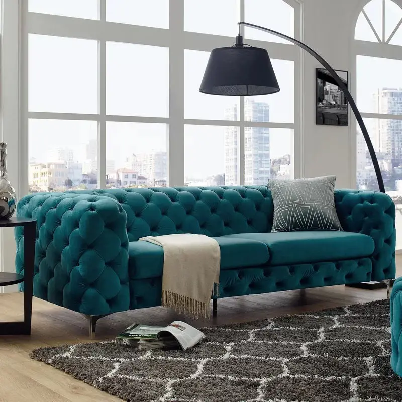 Canape Luxury Round Sofa Lounge Sectional Modern Lounge Cheap Low Price Tufted Fabric Sofa Sets — image 5
