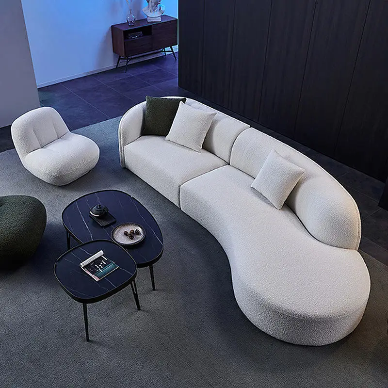 Nordic Canape White Fabric White Unique Curve Couch Living Room Furniture Modern Sofas Couches — image 3