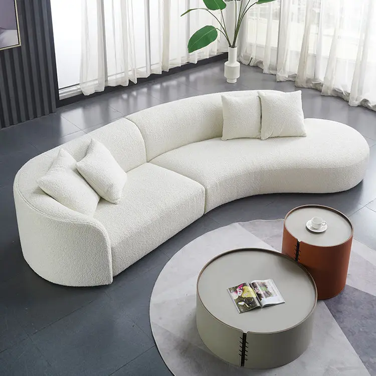Nordic Canape White Fabric White Unique Curve Couch Living Room Furniture Modern Sofas Couches — image 6