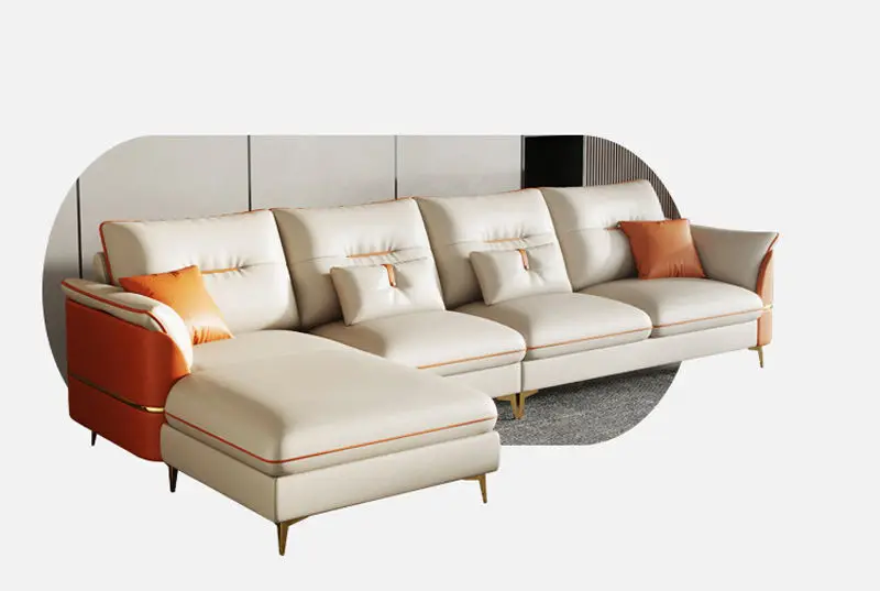 Nordic Modular Leather Living Room Furniture U Shape Chesterfield Leather Sofa Sets L Couches — view 3
