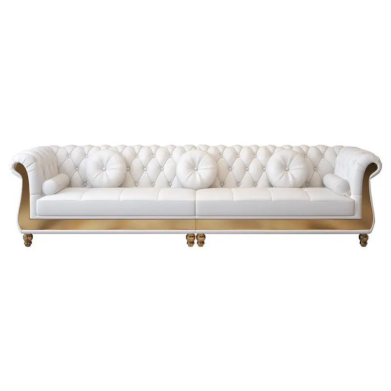 Modern Luxury Upholstered Wooden + Leather Sofa Tufted Modular Sectional Set for Hotel Apartment Living Room Furniture — image 5