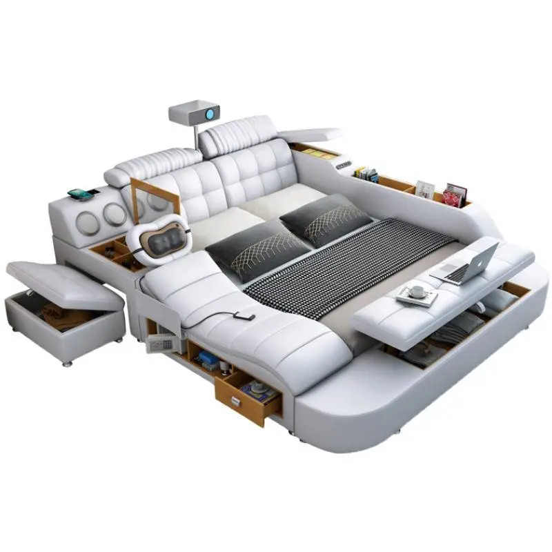 Modern Luxury Leather Storage Functional Smart Sofa Bedding — view 1