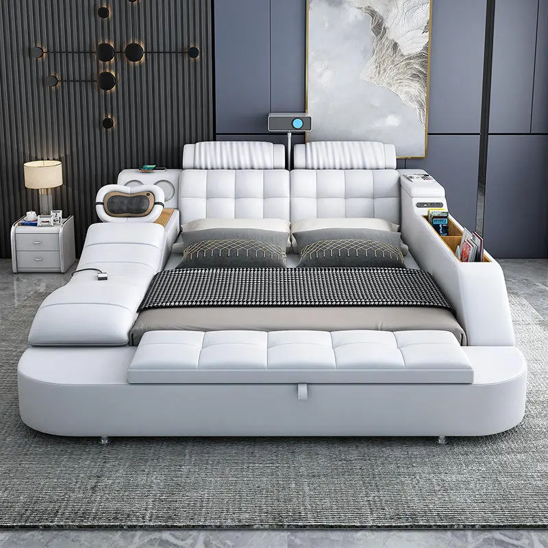 Modern Luxury Leather Storage Functional Smart Sofa Bedding — image 2