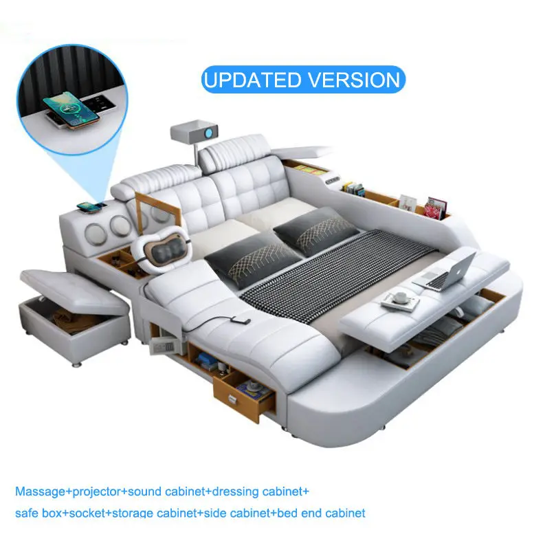 Modern Luxury Leather Storage Functional Smart Sofa Bedding — image 3