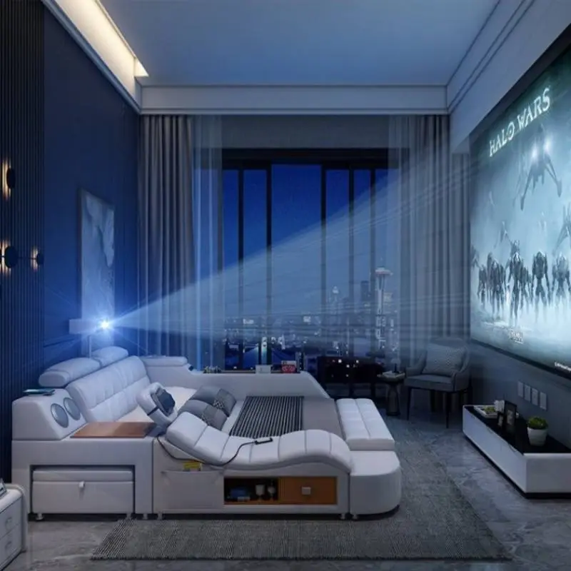 Modern Luxury Leather Storage Functional Smart Sofa Bedding — image 5