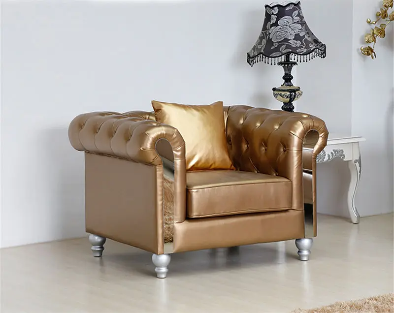 Antique Tufted Leather Sectional Couch Sofa Set 1 2 3 Seat Living Room Furniture Sofas Set — image 4