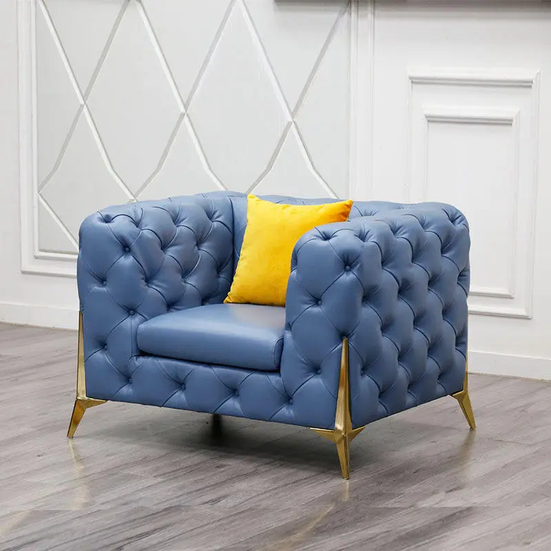 Modern High Quality Luxury Tufted Leather Fabric Sectional Living Room Sofas Couches Sofa Set — image 3