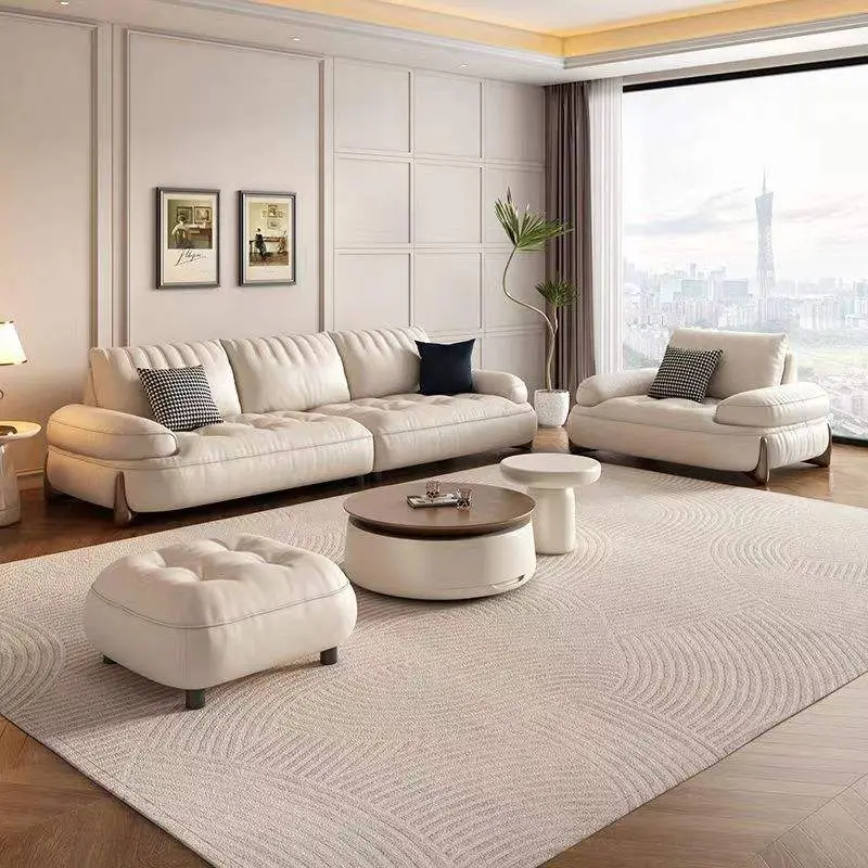 Modern Luxury Leather Living Room Furniture Tufted Canape Sofa Couches — image 3