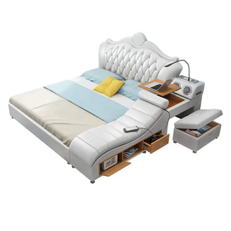 Modern Bed Room Furniture Massage Wooden Storage King Sofa Beds — image 3