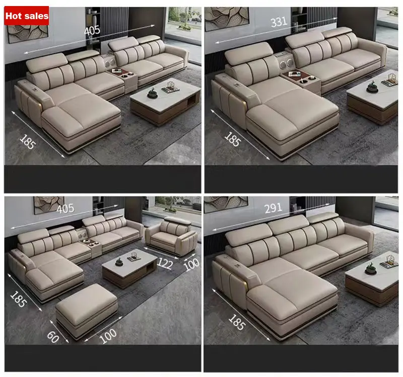 Nordic 1 2 3 L Shape Luxury Leather Living Room Furniture Sectional Sofa Couch — image 4