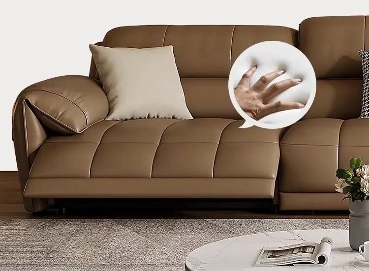 Modern Nordic Leather Chesterfield Living Room Furniture Electric Recliner Sofa Couches — view 6
