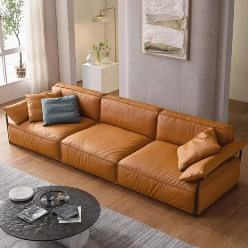 Italian Luxury Customized Genuine Leather Sofa Set Multi-Person Rectangle Shape for Living Room Use — image 3
