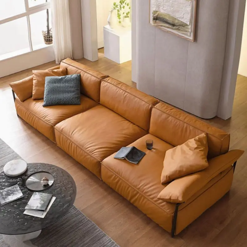 Italian Luxury Customized Genuine Leather Sofa Set Multi-Person Rectangle Shape for Living Room Use — image 5