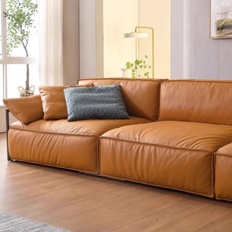 Italian Luxury Customized Genuine Leather Sofa Set Multi-Person Rectangle Shape for Living Room Use — image 6