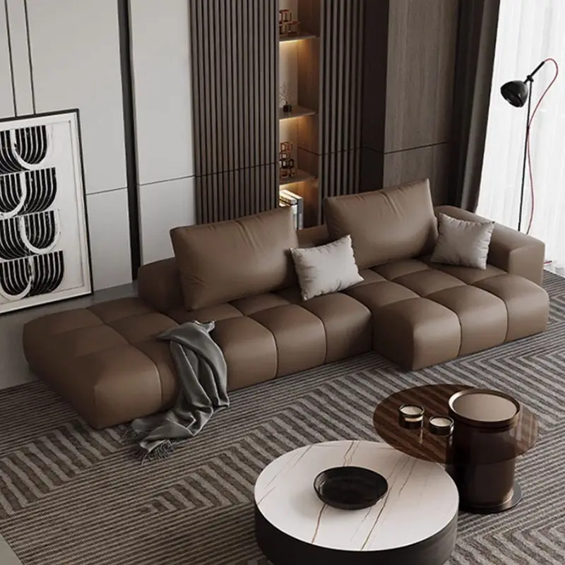Modern Luxury Sectional DIY Leather Sofa High Quality Rectangle Set New Design Living Rooms Furniture Couch — image 2