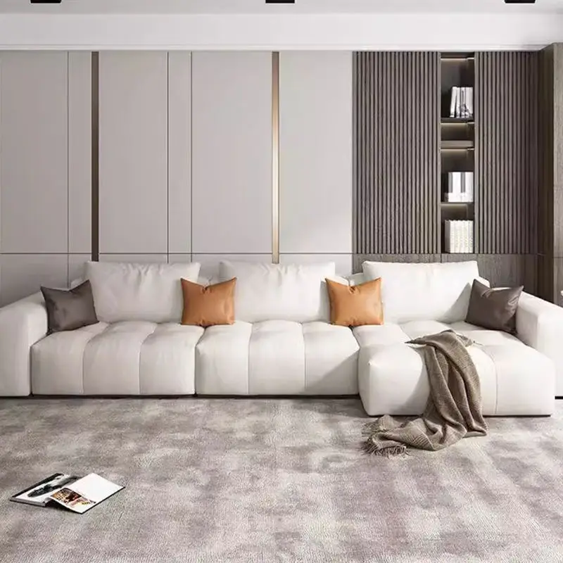 Modern Luxury Sectional DIY Leather Sofa High Quality Rectangle Set New Design Living Rooms Furniture Couch — image 3