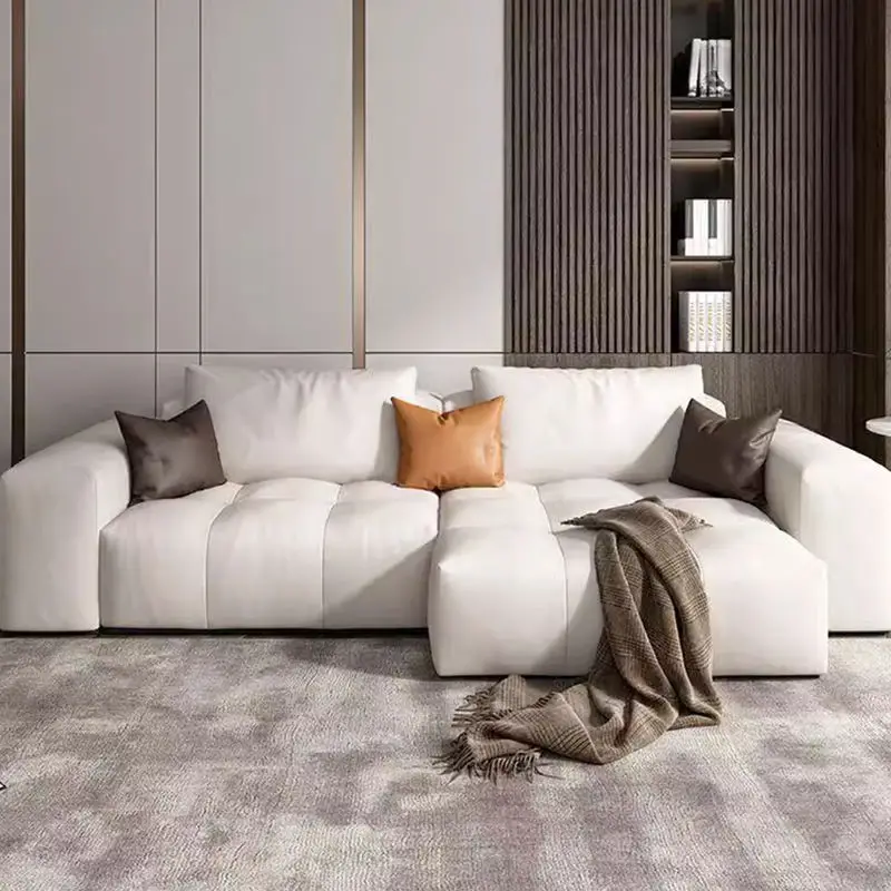 Modern Luxury Sectional DIY Leather Sofa High Quality Rectangle Set New Design Living Rooms Furniture Couch — image 4