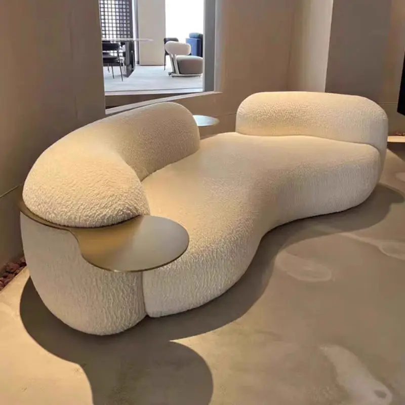 Modern Design Curve Sofa Set Velvet Fabric for Home Office Hotel Stainless Steel Furniture Stylish Living Room — image 3