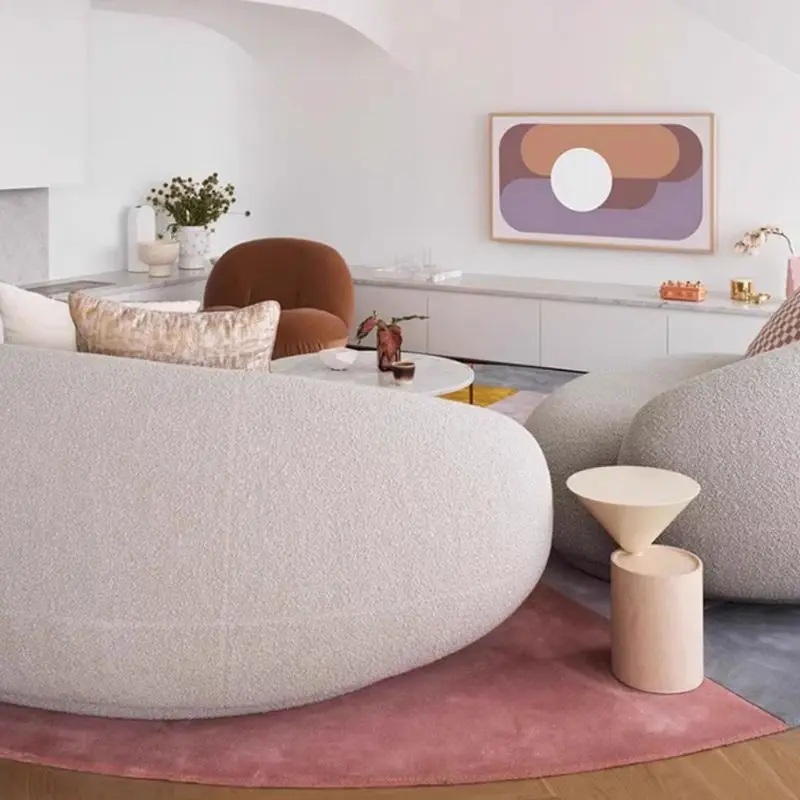 Modern Stylish Sectional Sofa Set High Density Sponge Curved Backrest Velvet Upholstery Couch for Living Room Apartment — image 4
