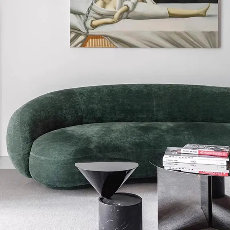 Modern Stylish Sectional Sofa Set High Density Sponge Curved Backrest Velvet Upholstery Couch for Living Room Apartment — image 5
