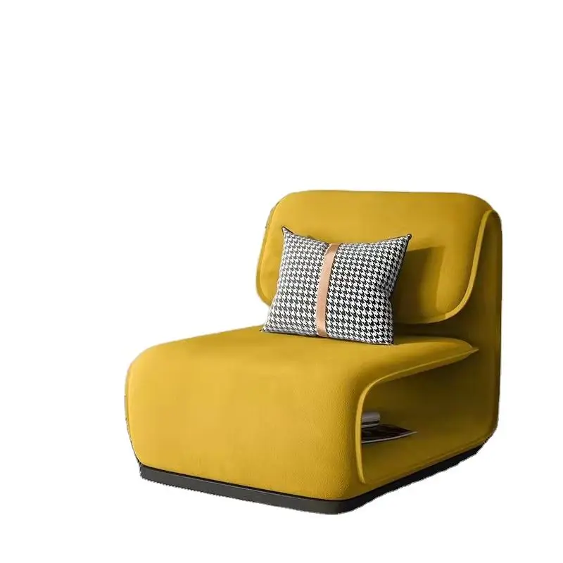 Modern Single Velvet Fabric Yellow Leisure Chair — view 1