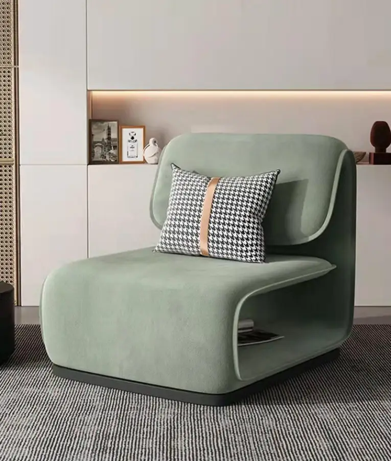Modern Single Velvet Fabric Yellow Leisure Chair — image 2