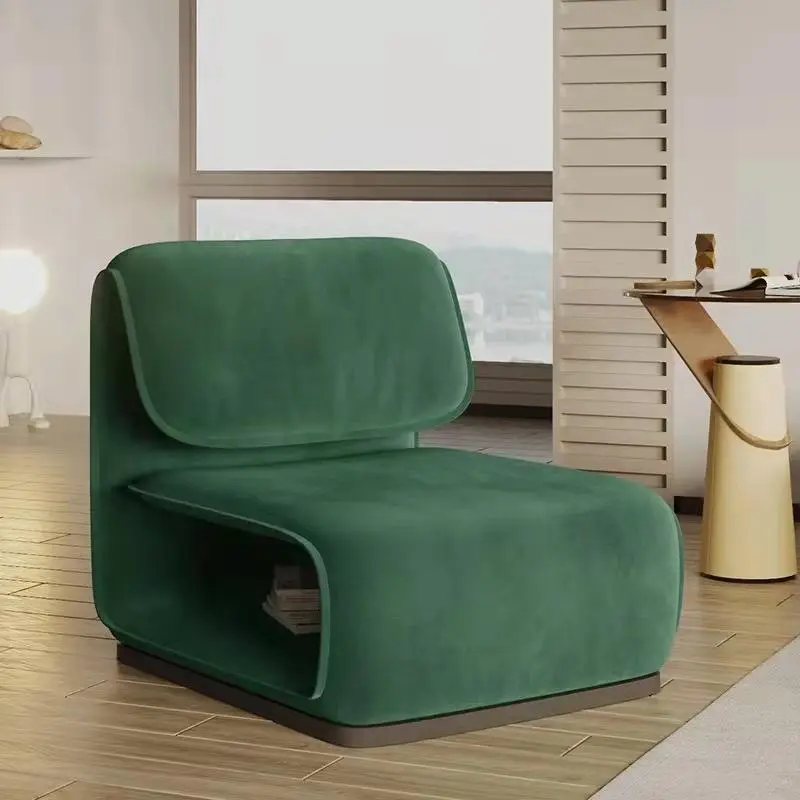 Modern Single Velvet Fabric Yellow Leisure Chair — image 4