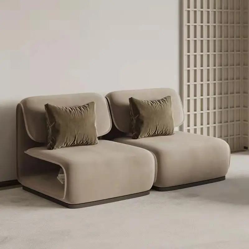 Modern Single Velvet Fabric Yellow Leisure Chair — image 5