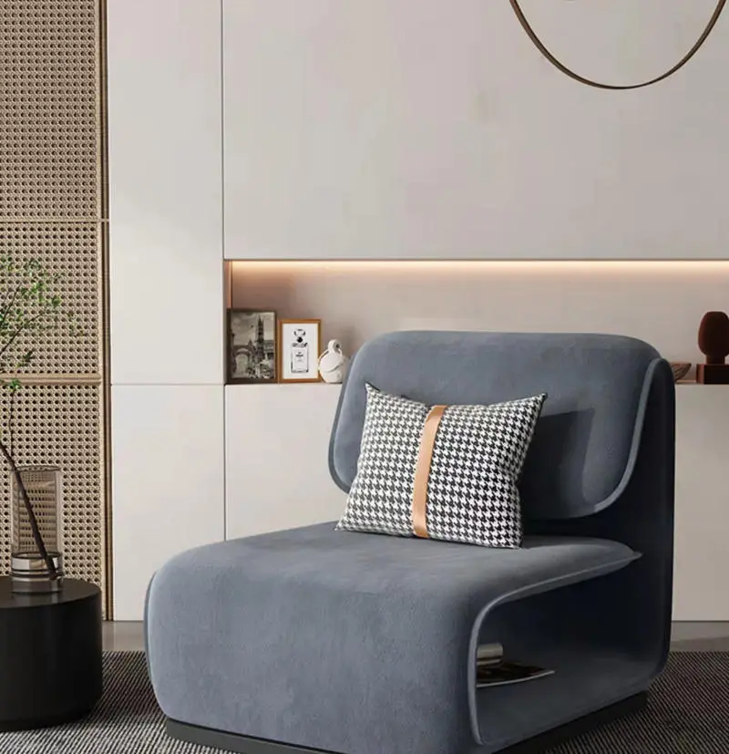 Modern Single Velvet Fabric Yellow Leisure Chair — image 6