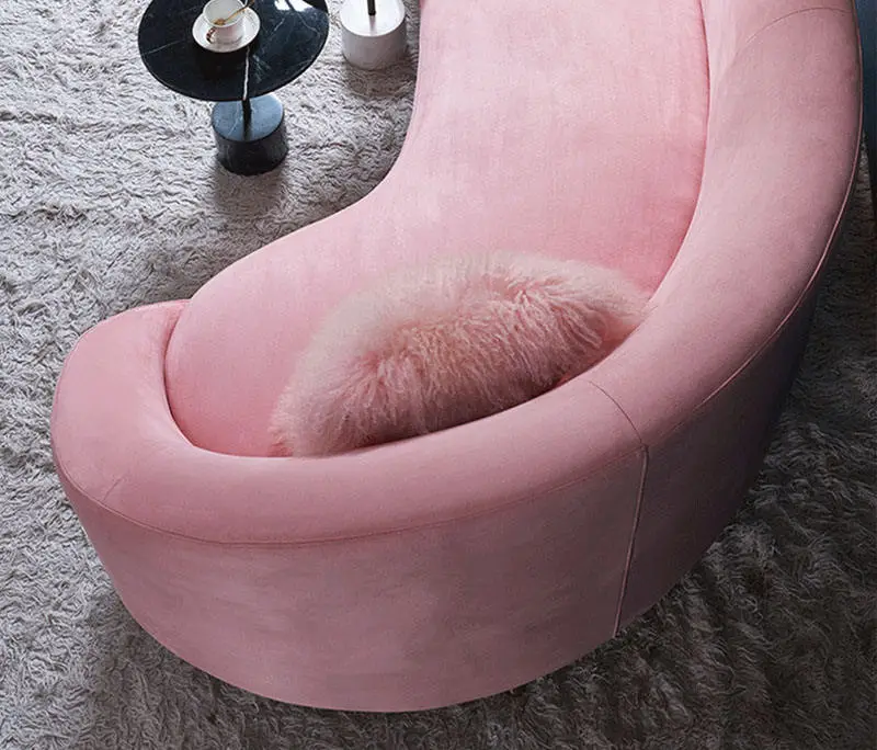 Canape Living Room Furniture Chesterfield Long Velvet Pink Curved Fabric Sofa Couches — image 3