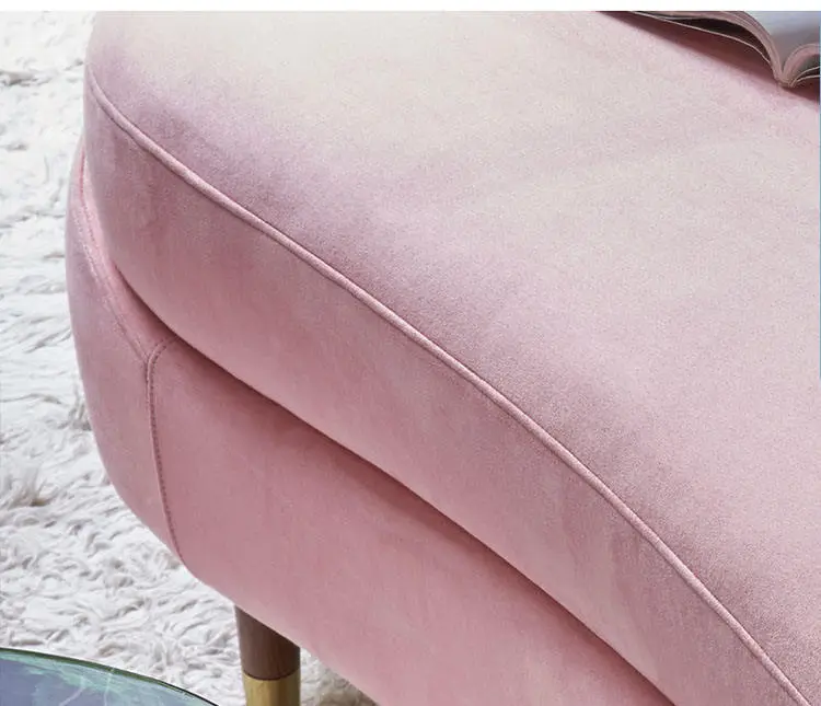 Canape Living Room Furniture Chesterfield Long Velvet Pink Curved Fabric Sofa Couches — image 5
