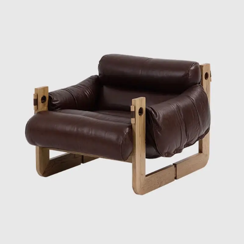 Nordic Living Room Unique Sofa Chair Modern Design Genuine Leather Lounge Chair for Bedroom Hotel and Home Office — image 6