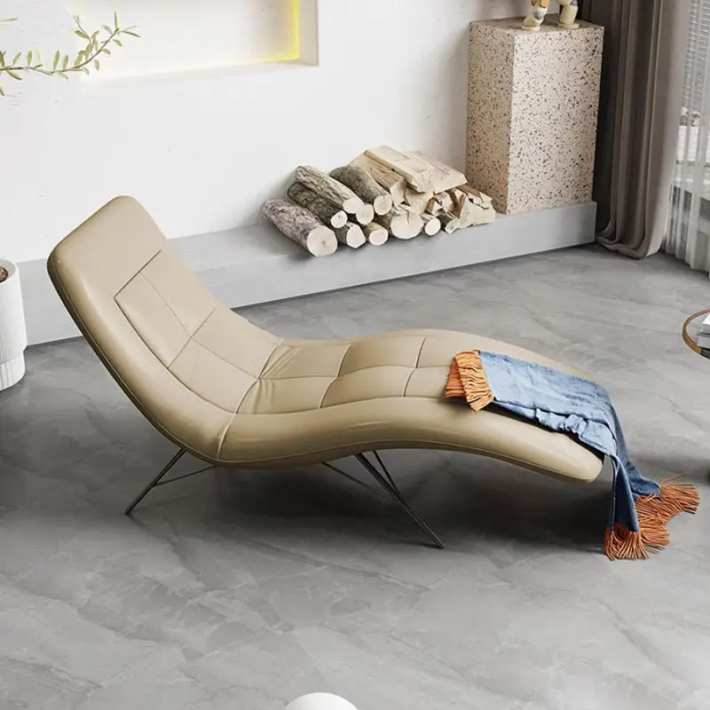 Modern Simple Single Seat Metal Structure Recliner Home Furniture Lazy Chair Sofa Bed Lounger Chaise Lounge — view 2