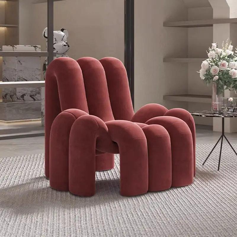 Modern Nordic Casual Unique Leisure Chair Living Room Furniture Velvet Fabric for Home Office Bedroom Hotel — view 1