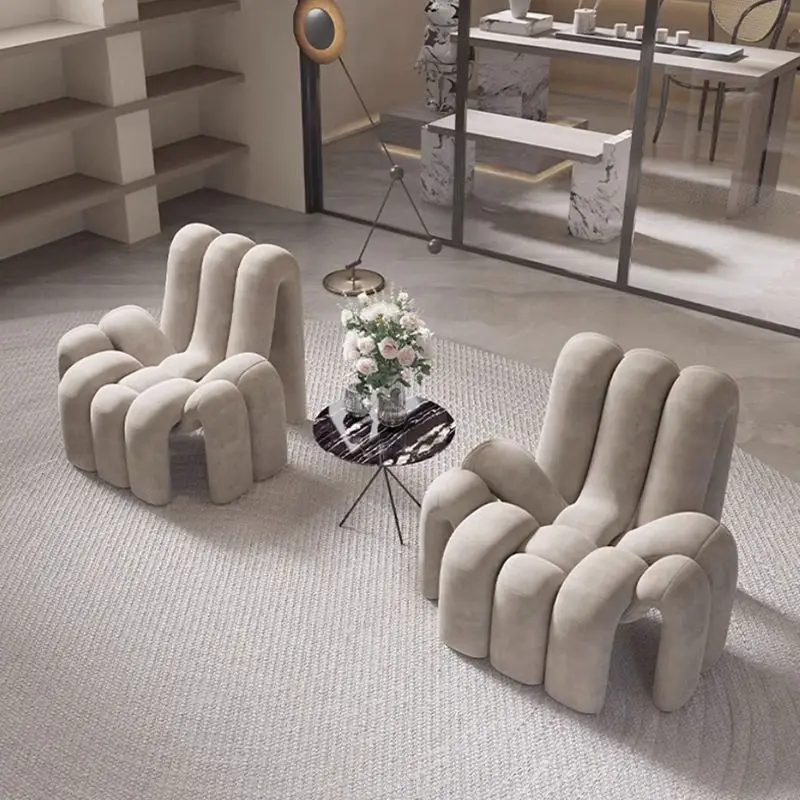 Modern Nordic Casual Unique Leisure Chair Living Room Furniture Velvet Fabric for Home Office Bedroom Hotel — image 5