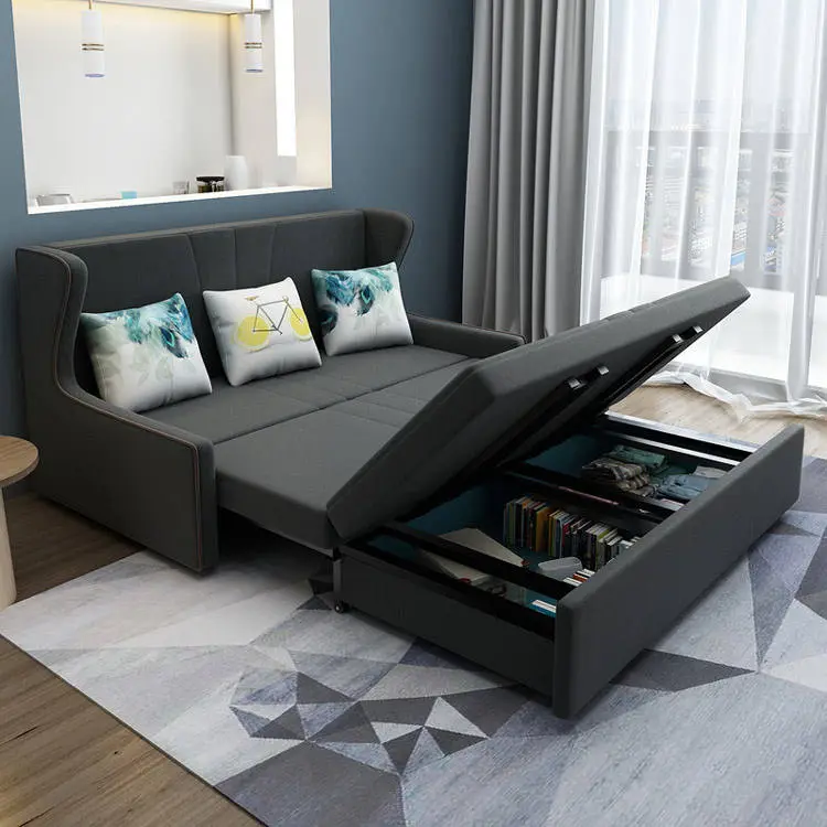 Nordic Modern Living Room Furniture Smart Multifunction Couch Folding Sofa Bed With Storage — image 4