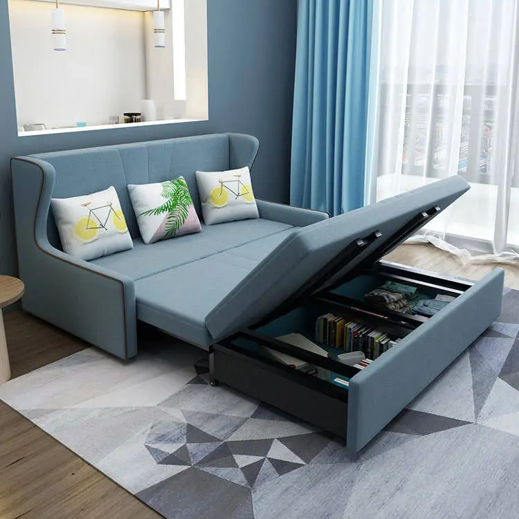 Nordic Modern Living Room Furniture Smart Multifunction Couch Folding Sofa Bed With Storage — image 5