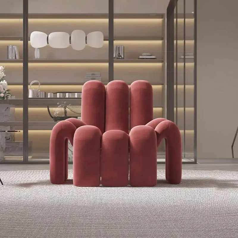 Modern Nordic Casual Unique Leisure Chair Living Room Furniture Velvet Fabric for Home Office Bedroom Hotel — image 6
