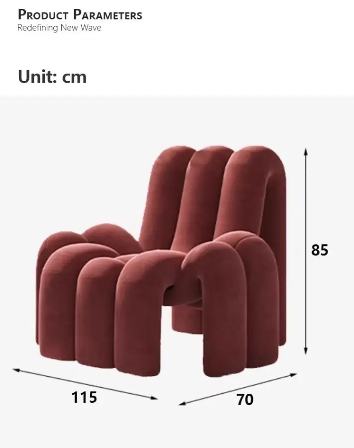 Modern Nordic Casual Unique Leisure Chair Living Room Furniture Velvet Fabric for Home Office Bedroom Hotel — image 7