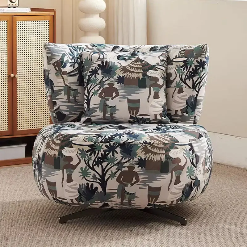 Modern Luxury Italian Leisure Sofa Chair for Home Office Bedroom Hotel Fabric Rotating for Living Room Furniture — image 3