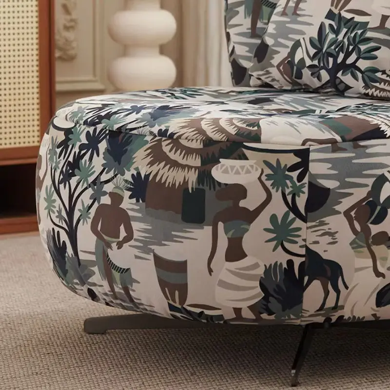Modern Luxury Italian Leisure Sofa Chair for Home Office Bedroom Hotel Fabric Rotating for Living Room Furniture — image 5