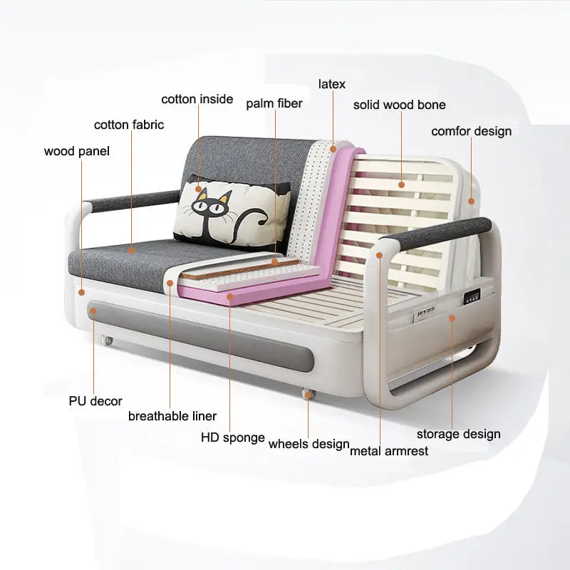 Modern Pull Out Small Storage Folding Cheap Living Room Furniture Sofa Bed — image 4